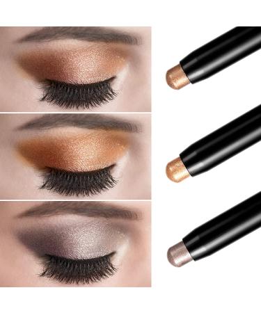 BTremary Glitter Eyeshadow Stick 3PCS - Brown Gold Smokey Eye Makeup Pencil Set - Buy Online on GoSupps.com