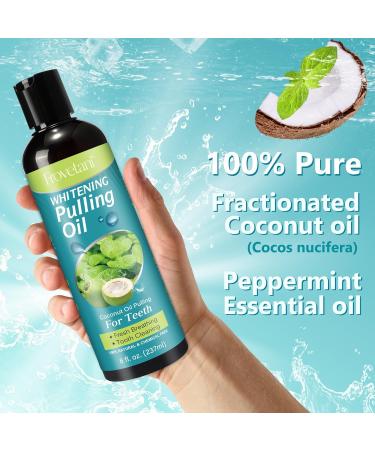 Coconut Oil Pulling Mouthwash - Natural Mint for Teeth & Gums Fresh Breath & Whitening Travel Size 237ml - Buy Online on GoSupps.com