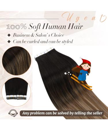 Ugeat Dark Brown to Golden Brown Tape-In Hair Extensions - 20 Pieces Balayage Remy 30cm 30g #2/6/10 - Buy Online on GoSupps.com