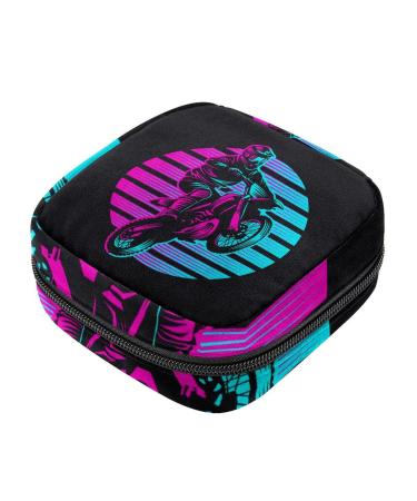 Motocross sunset retro illustration sanitary napkin storage bag portable period pocket for women teen girls girls menstrual cup pocket silent insert holder