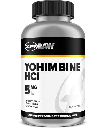 XPI Yohimbine HCL (5mg) 500 Capsules - Non-GMO and Gluten Free