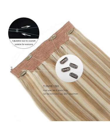 Sassina Miracle Wire Hair Extensions - Real Human Hair Full Head Hairpiece, Ash Blonde to Platinum Blonde P8/60, 20 120g - Buy Online on GoSupps.com