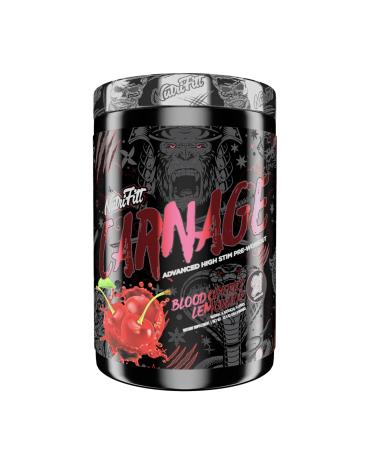 Carnage Advanced Pre-Workout Powerful Patented Ingredients High-Stem Boost Energy and Heighten Focus Increase Strength and Power (Blood Cherry Lemonade)