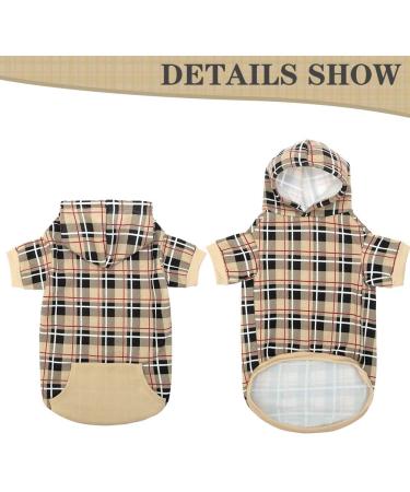 EXPAWLORER Plaid Dog Hoodie - British Style Soft Sweater Warm Dog Sweatshirt with Dog Lead Hole Hooded Cold Weather Clothes Outfits Winter Coat for Small Medium Large Dogs M Beige - Buy Online on GoSupps.com