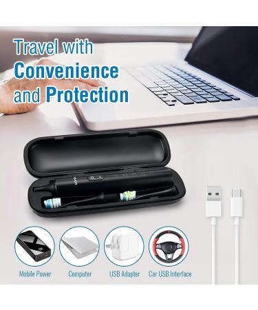 MOPIKO Travel Electric Toothbrush Kit - Sonic Rechargeable Toothbrush for Adults, Teens & Kids - Smart Whitening Power Toothbrush with USB-C (Black) - Buy Online on GoSupps.com