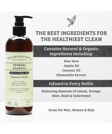 Pharmacopia Verbena Shampoo 16 oz - Vegan, Cruelty Free, Organic Ingredients | Aromatherapy Hair Care - No Parabens or Sulfates - Buy Online on GoSupps.com