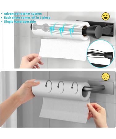 Single Hand Operable Under Cabinet Paper Towel Holder with Damping Effect - Black | For Kitchen & Bathroom - Buy Online on GoSupps.com