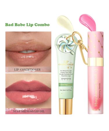 Jan Jean Frosted Peppermint Lip Care Duo: 2 Pack Non-Sticky Lip Balm and Shiny Oil for All-Day Comfort Pink Green One Size One Size Pink Green - Buy Online on GoSupps.com