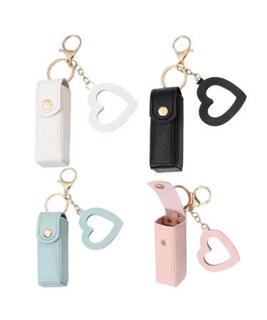 Buy 2PCS Lipstick Case with Heart Mirror | Portable Lip Balm Holder & Keyring Pouch for Women - Perfect Gift - Buy Online on GoSupps.com