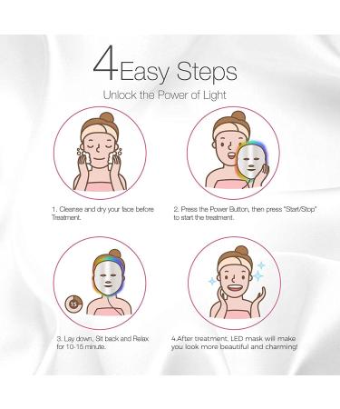 7 Color LED Face Mask Light Therapy for Skin Rejuvenation - Blue & Red Photon Lights for Home Facial Care on Face and Neck - Buy Online on GoSupps.com