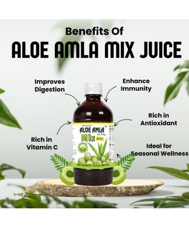 Basic Ayurveda Aloe Vera & Amla Herbal Mix Juice | 32.46 Fl Oz (960ml) | Supports Digestion Immunity & Detox | Rich in Natural Vitamin C | No Added Sugar | Gluten Free Non-GMO & Vegan - Buy Online on GoSupps.com