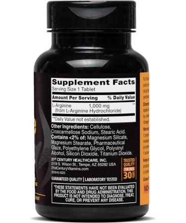 21st Century Full Fuel 365 L-Arginine 1000mg 90 Count Amino Acid Supplement for Muscle Blood Flow & Endurance Support Non-GMO Gluten Free - Buy Online on GoSupps.com