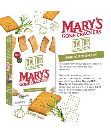 Mary's Gone Crackers Real Thin Crackers - Organic, Gluten Free Garlic Rosemary Crackers, 5 oz (Pack of 6) - Buy Online on GoSupps.com