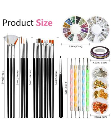Yagoyan Nail Art Brushes Set  Acrylic Nail Brush for Nail Art with Dotting Tools  Crystal Nail Rhinestones  Nail Striping Tape  Nail Foils Stickers  Nail Design Kit - Buy Online on GoSupps.com