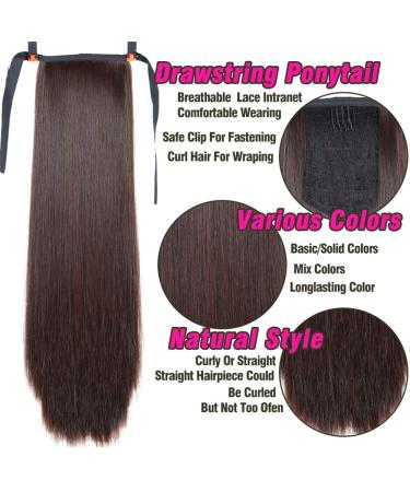 18-38 Inch Straight Drawstring Ponytail Hair Extension | Synthetic Clip-In Wig Piece 22 Inches B107 - Shop Internationally! - Buy Online on GoSupps.com