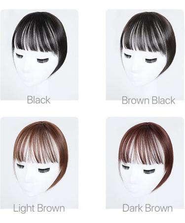 VANANA 3D Seamless Air Bangs Women Clip on Thin Hair Bangs Synthetic Invisible Hair Extension Straight Front Fringe for Daily Look (Dark Brown) - Buy Online on GoSupps.com