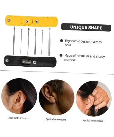 Lurrose 8-Piece Ear Cleaning Tool Set - Stainless Steel Earwax Remover Kit for Home - Portable and Convenient Ear Picker - Black and Yellow - 2 Sets Included - Buy Online on GoSupps.com