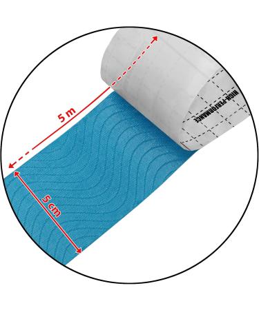 BB Sport Kinesiology Tape 6 Rollen 5 cm x 5 m - Elastic Waterproof Muscle Support - Light Blue Color - E-Book & Application Brochure Included - Buy Online on GoSupps.com