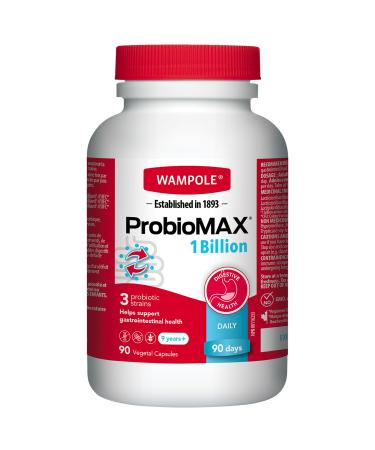 Wampole ProbioMax Daily 1 Billion Healthy Gut Flora 3 Strains 90 Vegetal Capsules