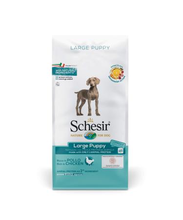 Schesir, Large Puppy Food, Chicken Flavor, Croquettes - 12 kg Bag Format