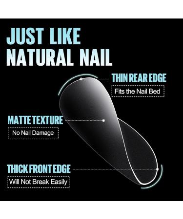 Tomicca Square Nail Tips - 240 Pre-Shaped Half-Matt Medium Nail Tips for DIY Nail Art | 12 Sizes of Gel Nail Extensions - Buy Online on GoSupps.com