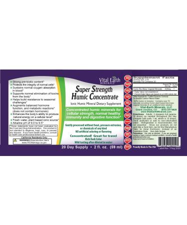 Vital Earth Minerals Super Strength Humic Concentrate - 2 Fl. Oz. Vegan Liquid Trace Mineral Supplement - Whole Food Plant-Based Ionic Minerals - Buy Online on GoSupps.com