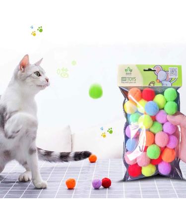 VOVIGGOL 30pcs Cat Toy Balls - 3CM Soft Pompom Balls in 10 Colors for Indoor Cats | Interactive Quiet Play & DIY Crafts - Buy Online on GoSupps.com