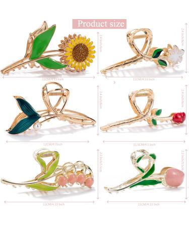 6 Pack Tulip Flower Metal Hair Claw Clips for Women - Non Slip & Strong Hold - 6 Styles for Thick & Thin Hair - Buy Online on GoSupps.com