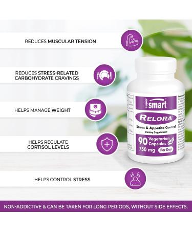 Supersmart Relora 750mg - Stress & Emotional Relief with Phellodendron Amurense & Magnolia Officinalis - 90 Veg Caps | Non-GMO & Gluten Free - Buy Online on GoSupps.com