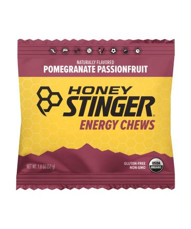 Honey Stinger Organic Pomegranate Passionfruit Energy Chew | Gluten Free & Caffeine Free | For Exercise, Running and Performance | Sports Nutrition for Home & Gym, Pre and Mid Workout | 12 Pack Pomegranate Passionfruit 1