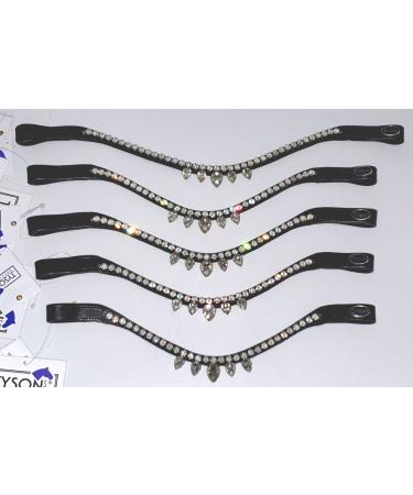 Tysons Breeches headband Drops Diadem Herring straps Minishetty Shetty Pony VB WB Leather Glitzer Strass Black crystal white glittering belt (Shetty)
