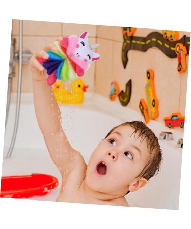 GLEAVI Bath Sponge Set 2pcs Loofah Scrubber & Soft Shower Pouf in Pink | Eco-Friendly Bath Flower Ball with Paper Straws Perfect for Body Scrubbing & Toddler Bath Time - Buy Online on GoSupps.com