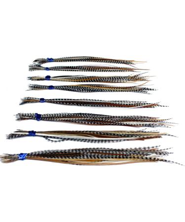 25 Real Feather Hair Extensions | Short Skinny 7-9 inch | Mixed Naturals with Rings/Loop - One Fine Day Feathers - Buy Online on GoSupps.com