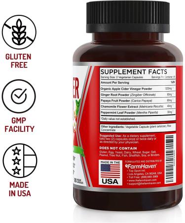 FarmHaven Apple Cider Vinegar Capsules with Ginger & Milk Thistle - Natural Detox & Digestion Support - Buy Online on GoSupps.com