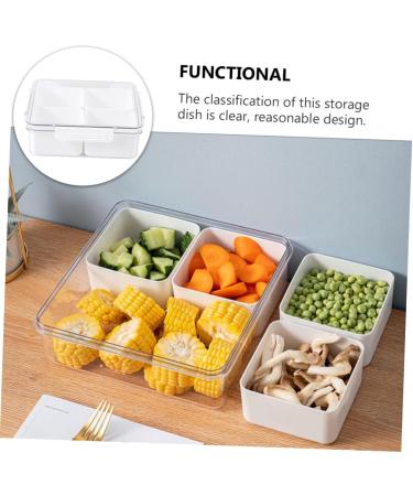 FELTECHELECTR Dried Fruit Plate Fruit Tray with Lid Appetizer Tray Party Candy Case Child Vegetable Storage Rack 20X20X6.5CM White - Buy Online on GoSupps.com