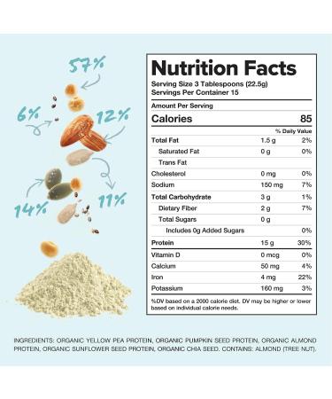 Complement Organic Unflavored Vegan Protein Powder (15 Servings) Low Carb Low Calorie Sugar Free Soy Free Non-GMO Gluten Free Non Dairy- Yellow Pea Pumpkin Seed- 15g Plant Based Protein Powder Unflavored 15 Servings  - Buy Online on GoSupps.com