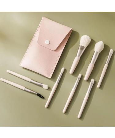 Makeup Brush Set (8 Piece) Eyeshadow Brush with PU Bag Synthetic Bristle Foundation Face Powder Blush Makeup Brush Kit (Cream)