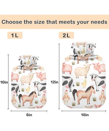NAANLE 2L Hot Water Bottle with Cover - Farm Animal Designs for Pain Relief & Heat Therapy | Ideal for Back Hand Foot & Neck Warmth - Buy Online on GoSupps.com