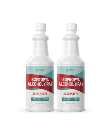 Jermee Isopropyl Alcohol (IPA) 99.9% Purity - USP/Medical Grade - Concentrated Rubbing Alcohol Made in The USA 32 Ounce 2 Pack 64 Ounce 99.9% Purity