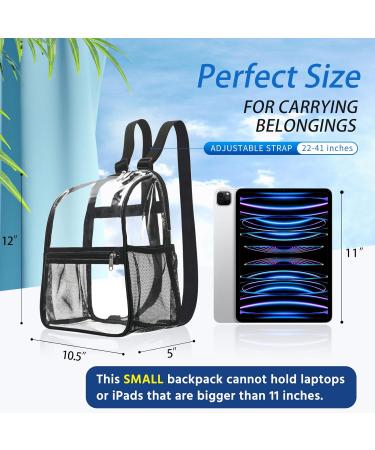 Mildbeer Clear Stadium Approved Mini Backpack, 12x12x6 - Small Transparent Bag for Concerts and Festivals - Black - Buy Online on GoSupps.com