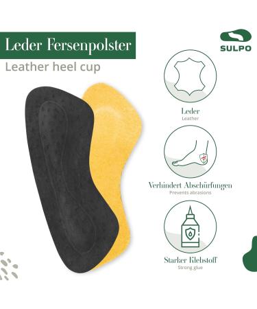 Sulpo Heel Pillow - Real Leather Shoe Inserts with Latex Foam Pads for Men & Women - Heel Protection & Cushioning - 4 Couples of Black Inserts - International Shipping Available - Buy Online on GoSupps.com