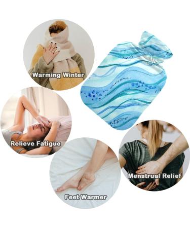 NAANLE Sea Wave Marmor 1L Transparent Hot Water Bottle with Cover - Effective Heat & Cold Therapy for Pain Relief & Winter Comfort - Buy Online on GoSupps.com
