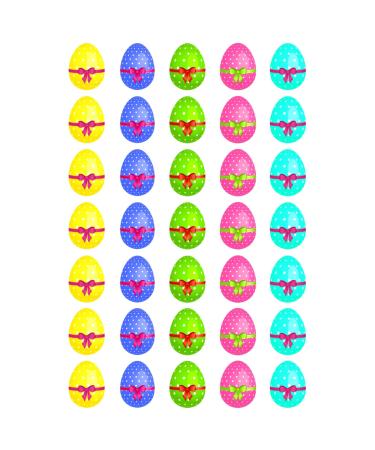 35 x Easter Egg (With Bow) Party Pack Edible Wafer or Icing Cupcake Toppers Fun Colourful Party Cake Decorations Perfect For Brownies Cookies Muffins & More! (Edible Wafer Card)