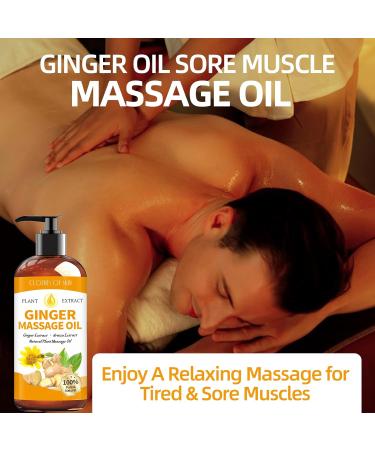 Ginger Oil Massage Therapy - Lymphatic Drainage & Sore Muscle Relief | Natural Ginger Body Oil with Arnica - Warming Soothing Gua Sha Massage Oil - Buy Online on GoSupps.com