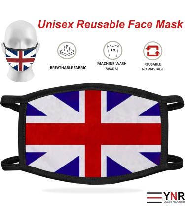 YNR Face Mask Washable Breathable Reusable Adult Mouth Protection Cover Shield Design Country UK - Buy Online on GoSupps.com