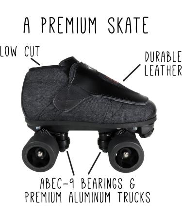 VNLA Junior Stealth Jam Skates - Indoor Unisex Roller Skates Men 13 / Women 14 - Buy Online on GoSupps.com