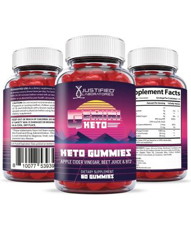 Justified Laboratories Gemini Keto Gummies 1000MG ACV with Pomegranate & Beet Root | 60 Vitamin B12 Gummies for Weight Loss - Buy Online on GoSupps.com