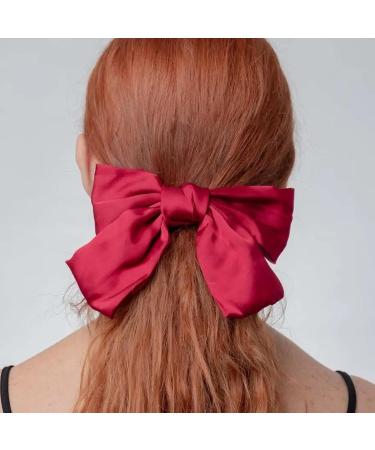XdealCozyxc Red Hair Bow Bow Hair Clip French Hair Clips with Ribbon Solid Red Hair Barrette Clips Soft Satin Silky Hair Bows for Women Girls - Buy Online on GoSupps.com