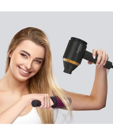 FEEKAA Ions Hair Dryer - 100 Million Negative Ions for Shiny Hair | Travel-Friendly Curly Hair Styling with Rotating Magnetic Nozzle & Diffuser - Matte Black - Buy Online on GoSupps.com