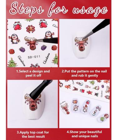 EBANKU Christmas Nail Art Stickers Decals 12 Sheets 3D Self-Adhesive Christmas Snowflake Elk Santa Adhesive Sticker Silver Gold Color Manicure for Christmas Decorations (Multicolored) - Buy Online on GoSupps.com